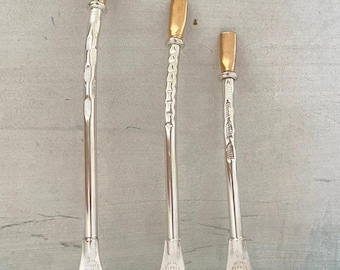 German silver curved bombilla, alpaca mate bombilla