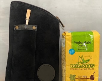 Yerbera bag, yerba mate tea leather container bag