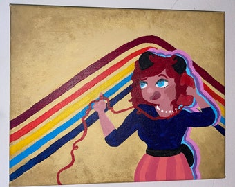 Retro Demon Girl On The Phone
