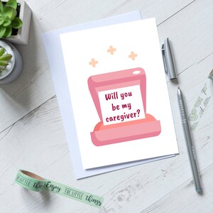 Funny Caregiver Valentine's Day Greeting Card, Will You Be My Caregiver, Trendy Caregiver Card 5 X 7"