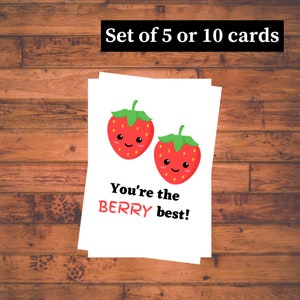 You're The Berry Best Appreciation Card Set, Caregiver Appreciation Card, Thank You Fruit Pun 3.5 X 5 In Folded Cards