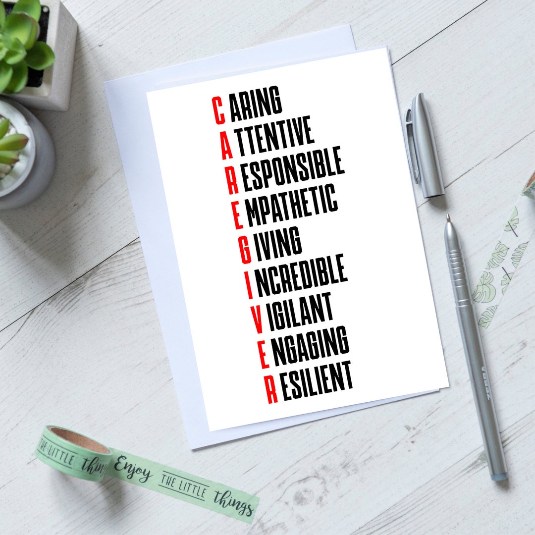 Caregiver Card Support Card, Caregiver Thank You Card, Cute Funny ...
