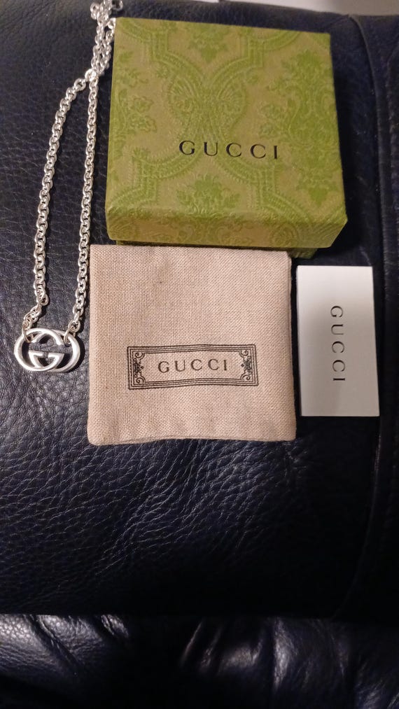 authentic gucci interlocking necklace box and car… - image 2