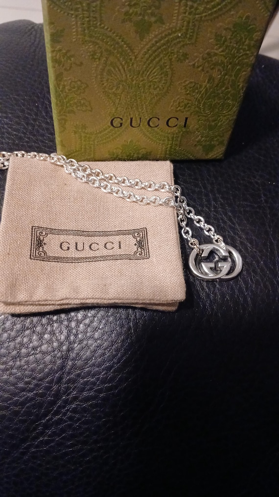 authentic gucci interlocking necklace box and car… - image 3