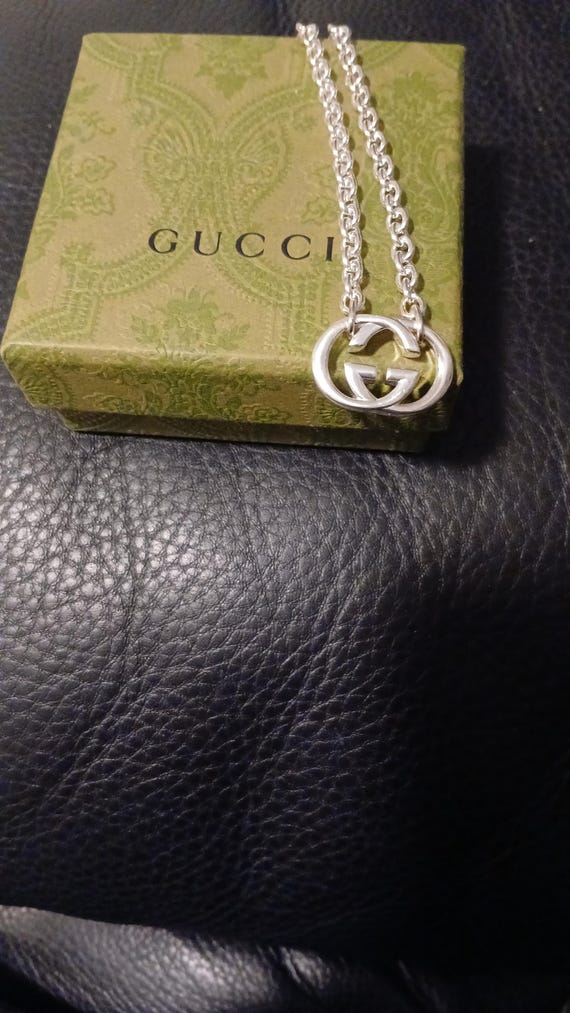 authentic gucci interlocking necklace box and car… - image 8