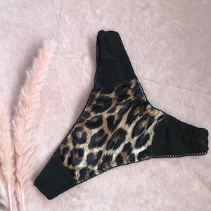 High Leg Thong, Velvet Leopard Print