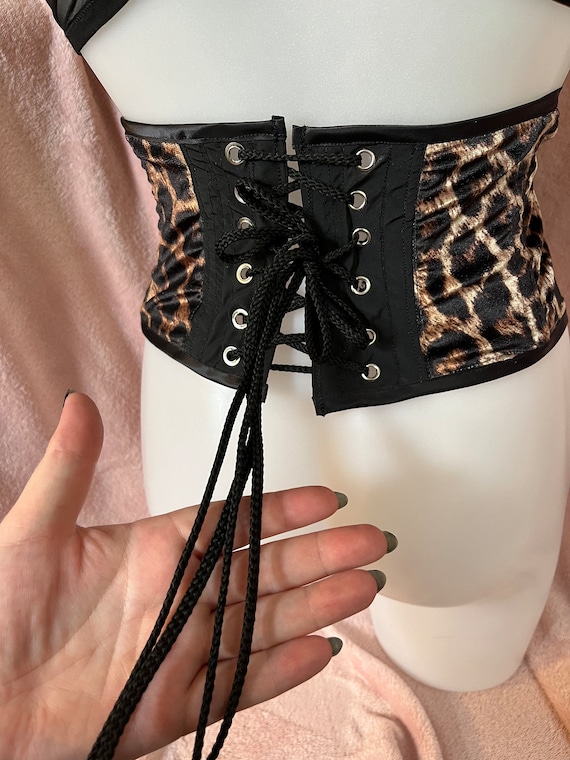 leopard print corset belt