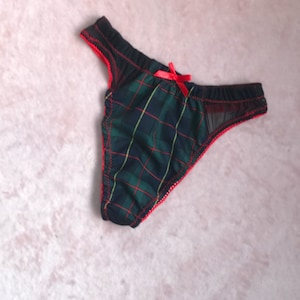 High Leg Thong Tartan