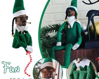 Funny Christmas Snoop Dogg Elf on A Shelf Doll Home Decor Festive ...