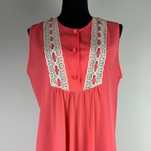 60&#39;s Coral Nightgown Floor Length Long Vintage
