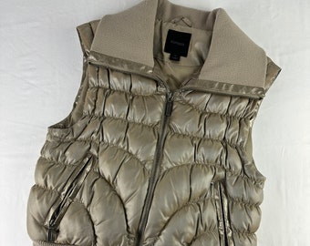 Y2K Metallic Iridescent Beige Puffer Vest Vintage Express 2000's