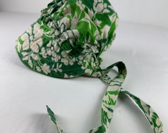 Prairie CottageCore Green Floral Bonnet Vintage