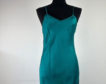 90's Emerald Green Silk Night Gown Vintage