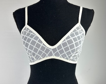 Y2K American Apparel Bralette met mesh diamantprint, jaren 2000, vintage