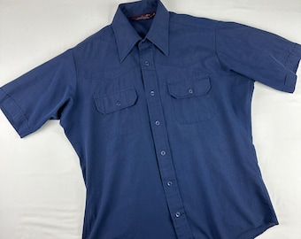 70年代 ネイビー ワークウェア 半袖シャツ ヴィンテージ