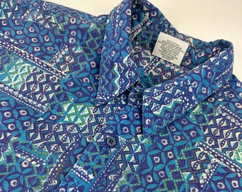 90's Abstract Long Sleeve Button-down Oxford Vintage Shirt