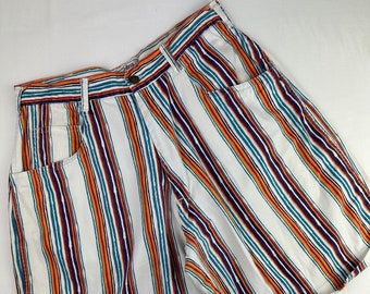 Abstract Striped Mom Shorts High Waist Denim Jean Shorts 90's Vintage