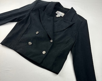 90&#39;s Black Cropped Blazer Vintage Steampunk Rocker Glam