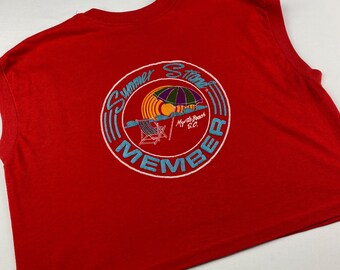 90er Jahre abgeschnittenes Strand Grafik Tee Surf Myrtle Beach Muskel Shirt