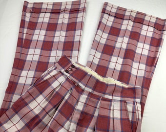 70&#39;s Mod Plaid Wide Leg Trouser Vintage Pants