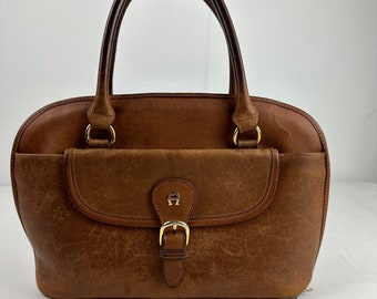 90's Aigner bruin lederen handtas Vintage portemonnee schoudertas