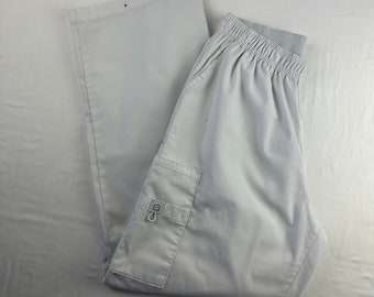 White Elastic Waist Casual Pants Cargo Pockets