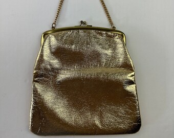 60's Metallic Gold Handtasche Geldbörse