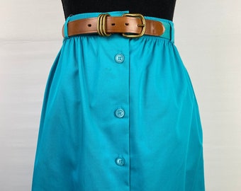 80's Aqua Teal A-Line Skirt Vintage