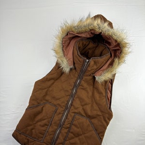 Brown Quilted Puffer Vest Y2k Vintage