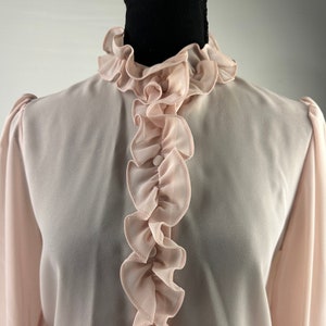 Dusty Pink Ruffle Chiffon Blouse 90&#39;s Vintage