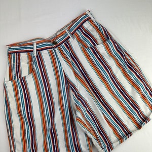 Abstract Striped Mom Shorts High Waist Denim Jean Shorts 90's Vintage