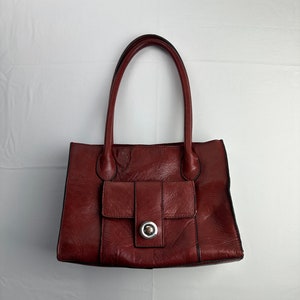 Vintage Braune Leder Umhängetasche Handtasche Geldbörse