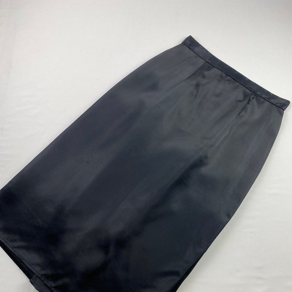 Satin Pencil Skirt, Black