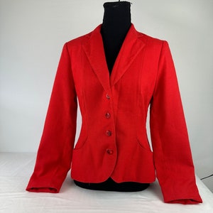 Tailored Fit Red Linen Blend Blazer 80&#39;s Vintage