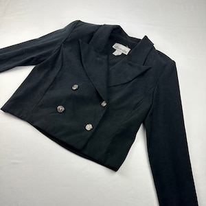 90&#39;s Black Cropped Blazer Vintage Steampunk Rocker Glam