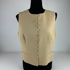 Y2k Jones New York Beige Tan Tailored Vest 2000&#39;s Vintage