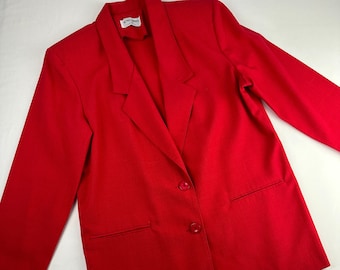 Red Oversized Boxy Blazer Vintage 80's 90's