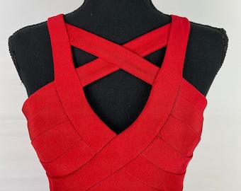 Rotes Y2K Bandage Bodycon Minikleid