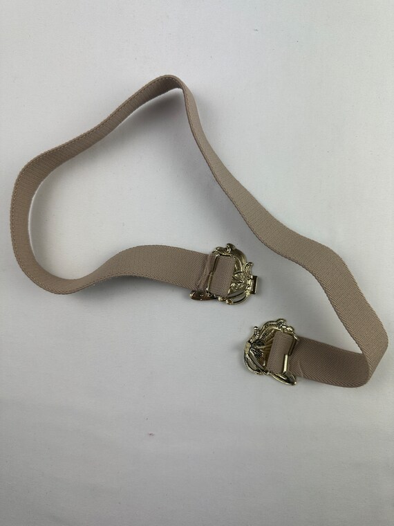 90's Butterfly Buckle Belt Vintage Tan Beige Gold… - image 5