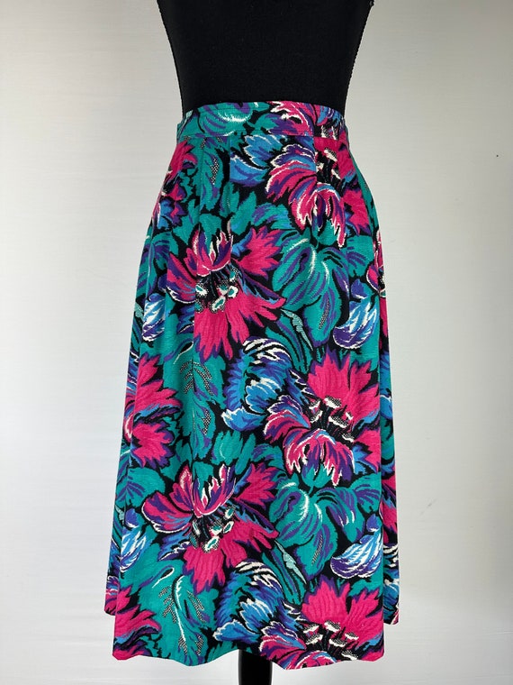 VTG 90s 'YESSICA'  by C&A FLORAL BLUE PINK TIERED PRAIRIE FOLK MIDI SKIRT S 8 10