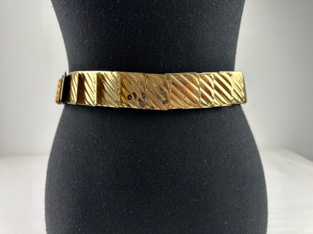 Vintage 90s Metal Gold Square Chain West Belt