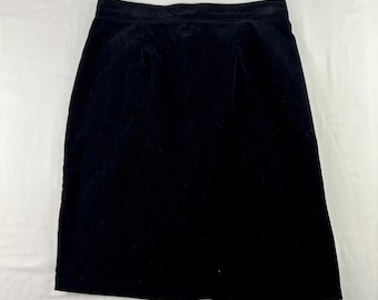 90er Schwarzer Vintage Samt Knielanger Rock