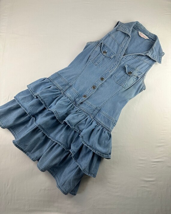 90's Denim Drop Waist Denim Mini Dress Vintage - image 1