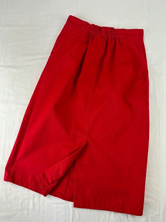 80's Red High Waist Pleated Casual Pencil Skirt V… - image 4