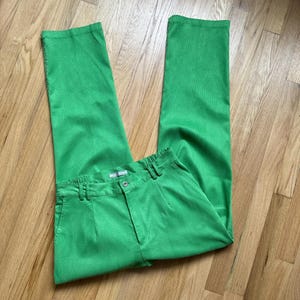 80's Grass Green Corduroy Wide Leg Trousers Vintage