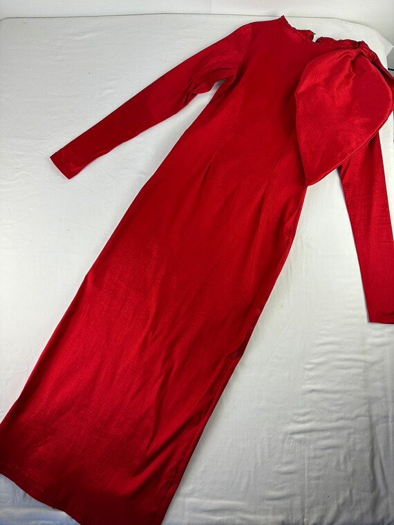 BiG Bow Red Taffeta Floor Length Formal Evening D… - image 4