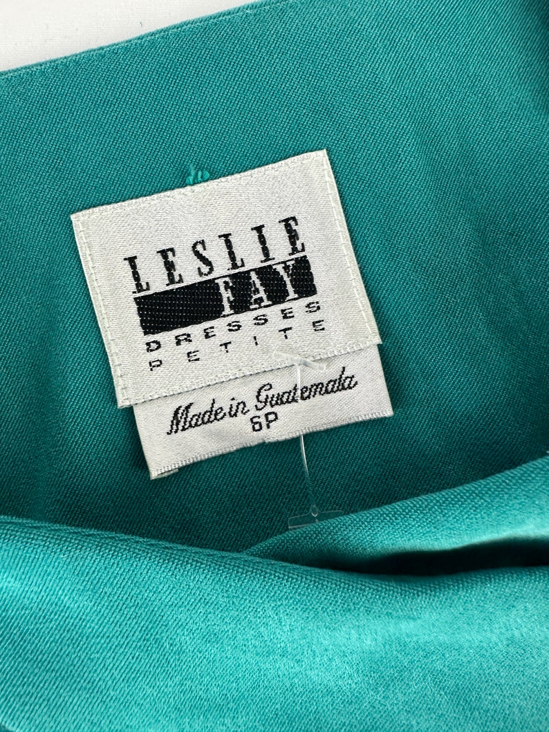 90's Turquoise Asymmetrical Slim Fit Blazer Big Gold Buttons Vintage image 6