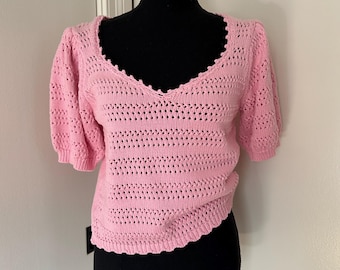 Powder Pink Puff Sleeve Top Vintage