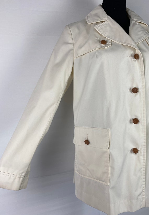 70's Raincoat Ivory Cream Vintage Trench Coat Jac… - image 2