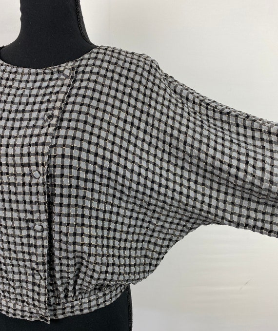 Cropped Blouse w Metallic Threading Vintage 90's